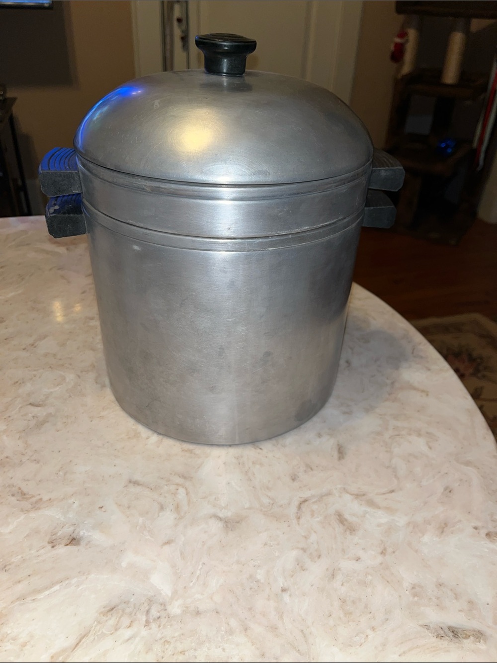 Vintage Sears 8qt Aluminum Steamer and Stock Pot with Black Handles